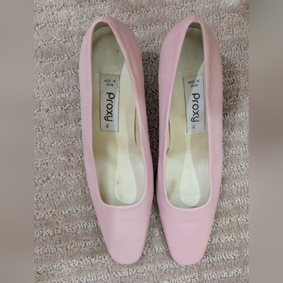 Vintage Spanish Made Pink Square Toe Heels Size 7 - Picture 7 of 9